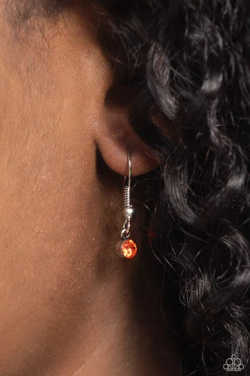 Minimal EFFORTLESS - Orange Rhinestone Silver Disc Short Necklace