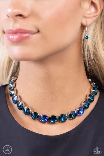 Alluring A-Lister - Blue Gem Silver Choker Necklace