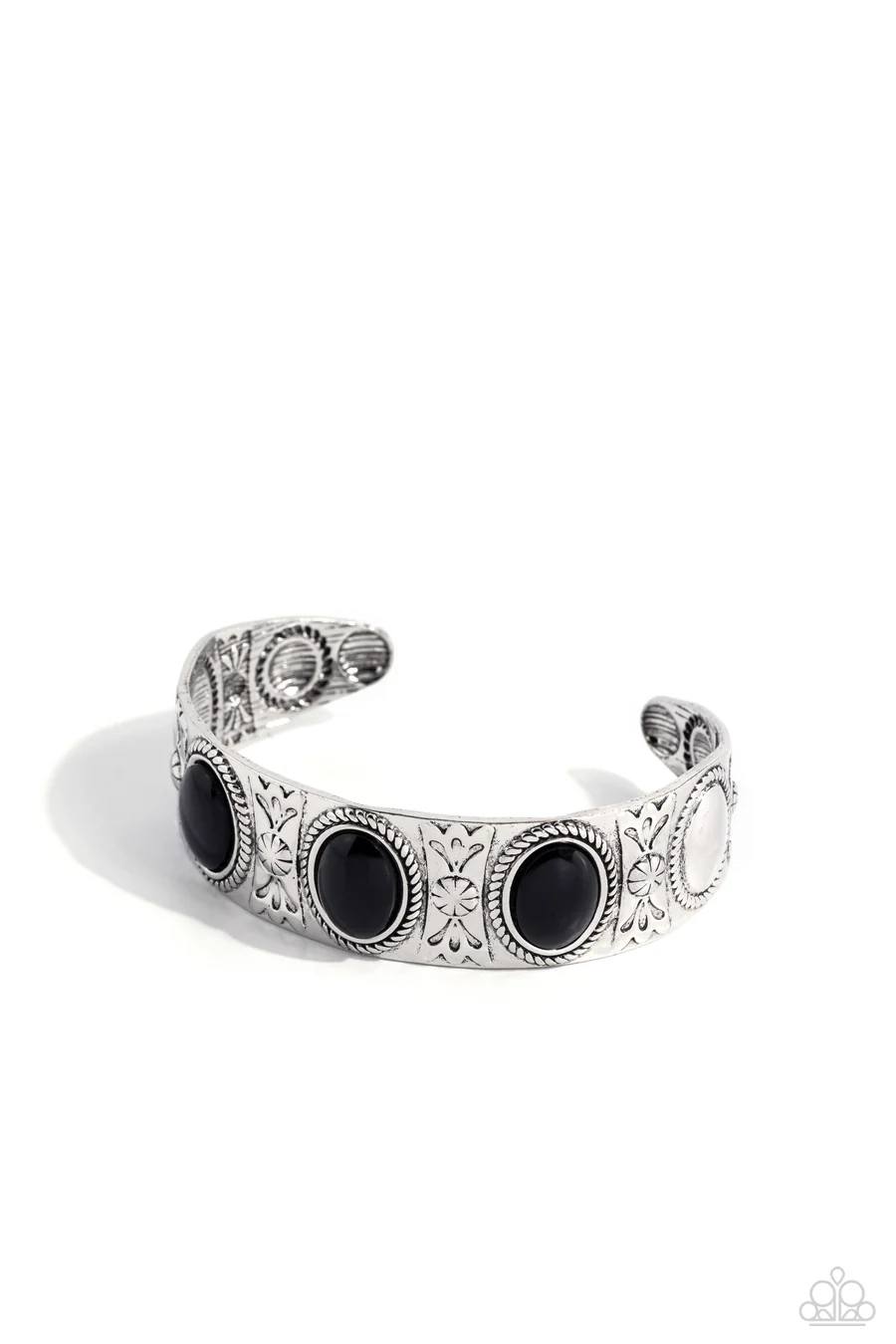 Next POP Model - Black Bead Silver Cuff Bracelet