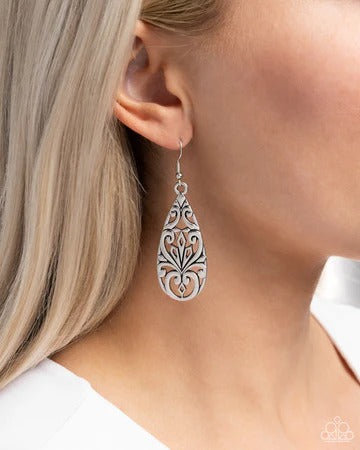 Eastern Elements - Silver Filigree Teardrop Earrings