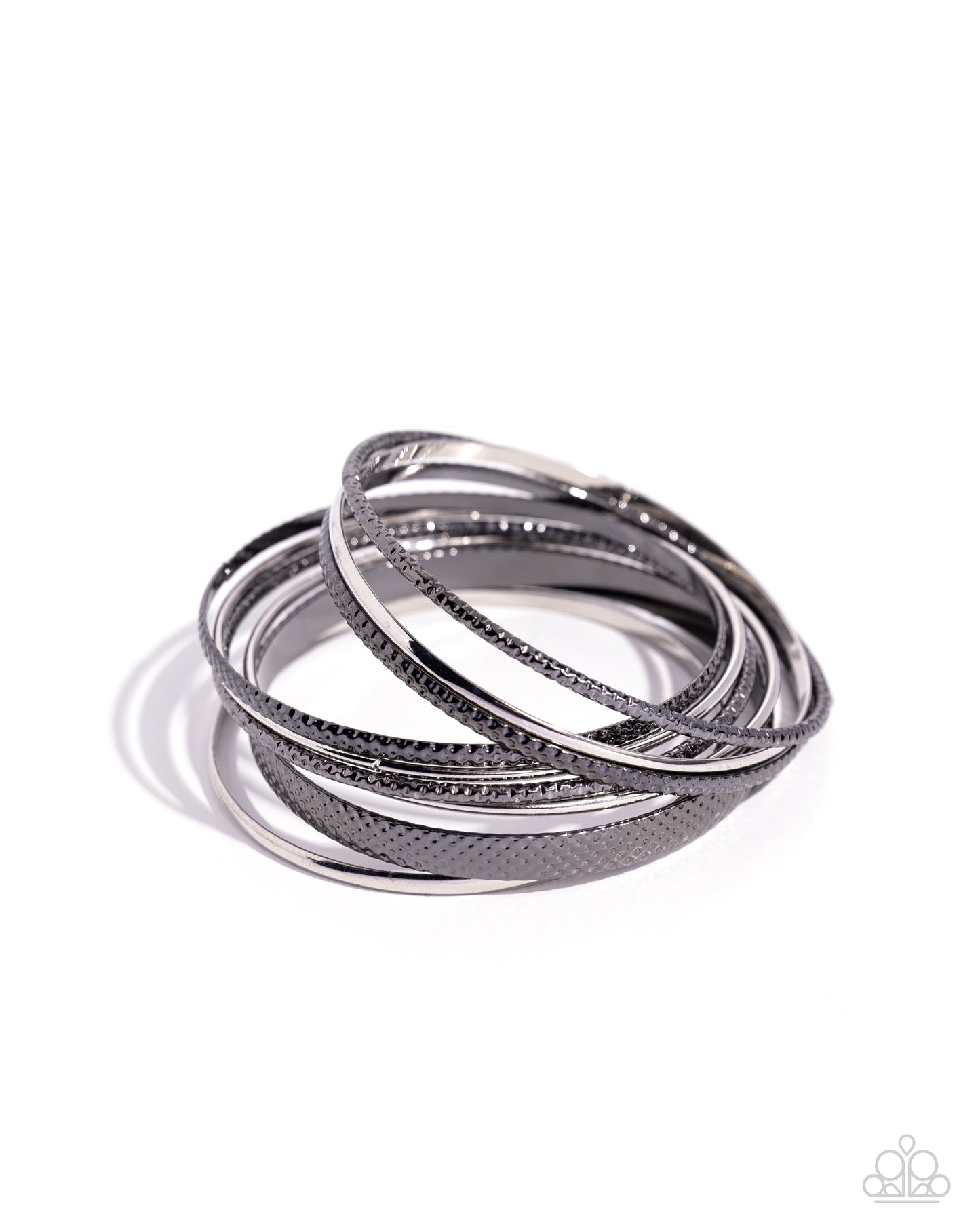 Circlet Circus - Multi Silver and Gunmetal Mixed Metal Bangle Bracelet Set