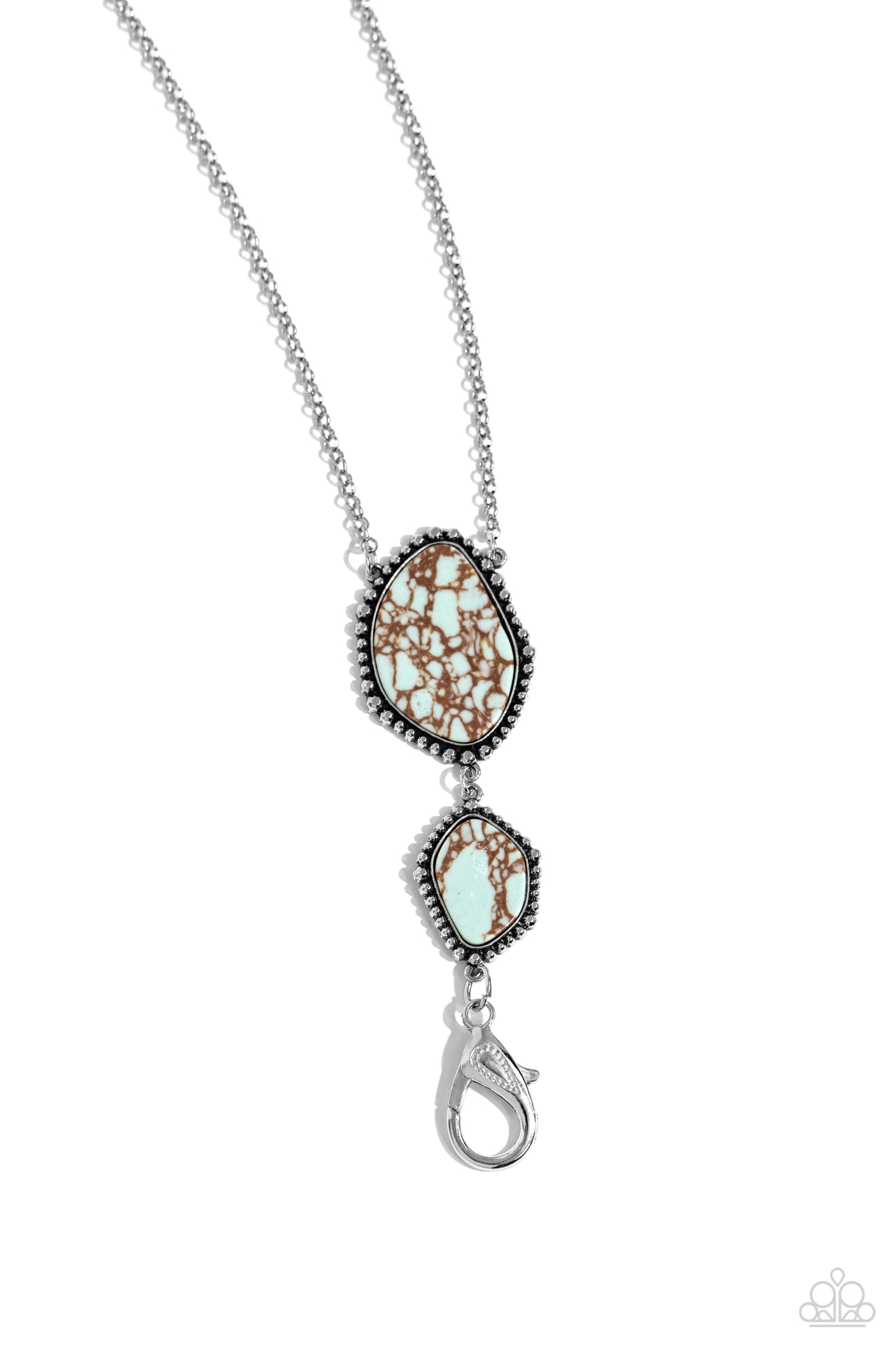 Desert Darling - Blue Turquoise Brown Crackle Silver Lanyard Necklace