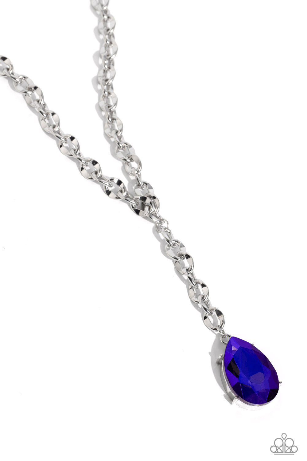 Benevolent Bling - Purple UV Shimmer Iridescent Gem Silver Y Short Necklace - Life of the Party