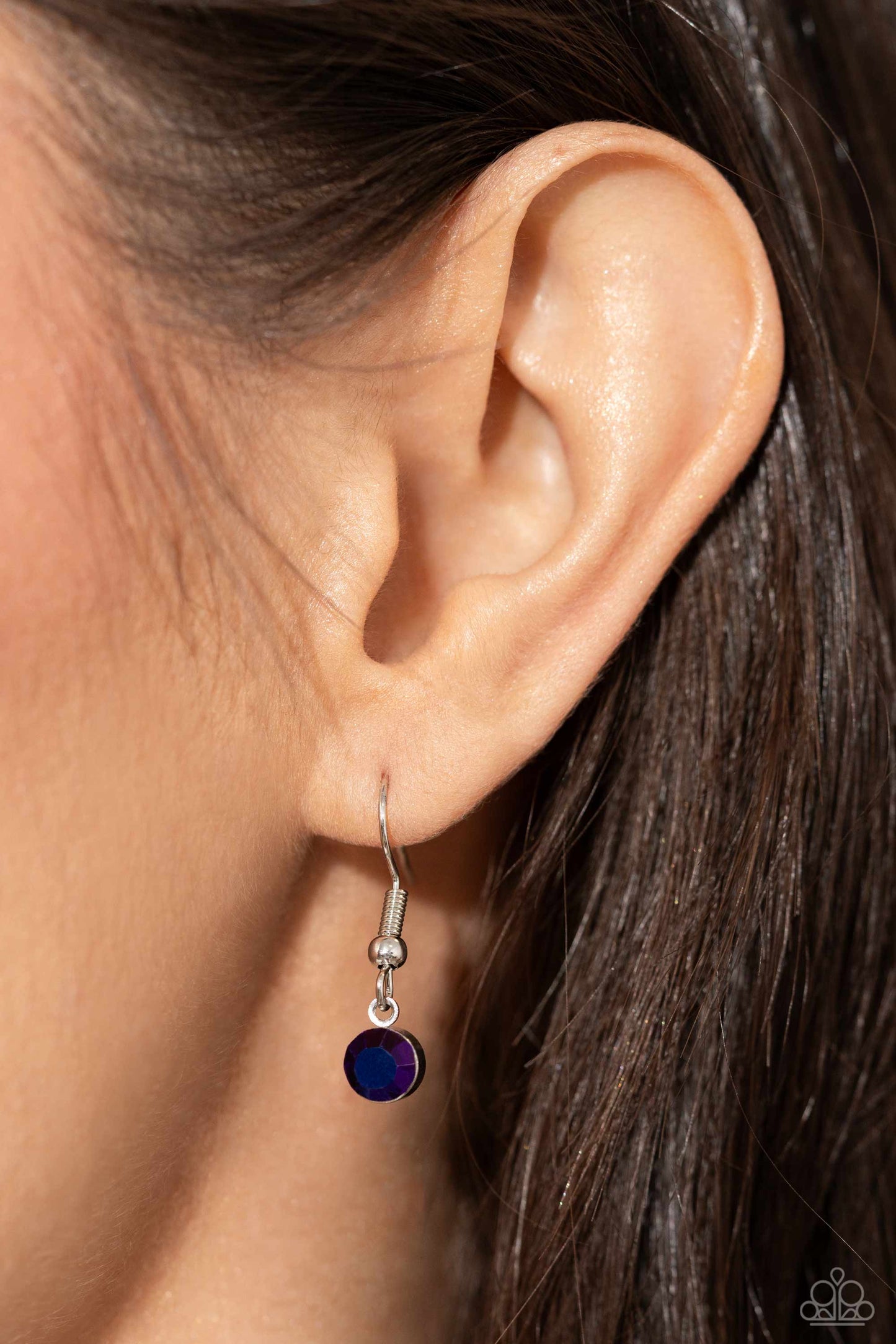 Benevolent Bling - Purple UV Shimmer Iridescent Gem Silver Y Short Necklace - Life of the Party