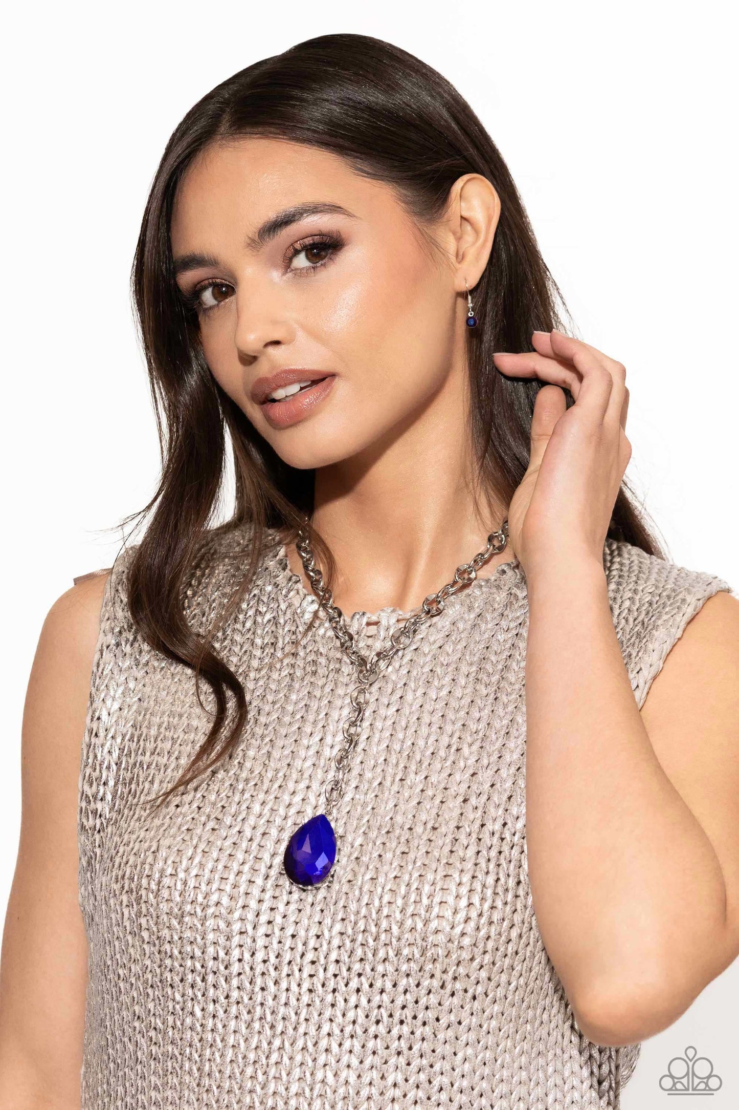 Benevolent Bling - Purple UV Shimmer Iridescent Gem Silver Y Short Necklace - Life of the Party
