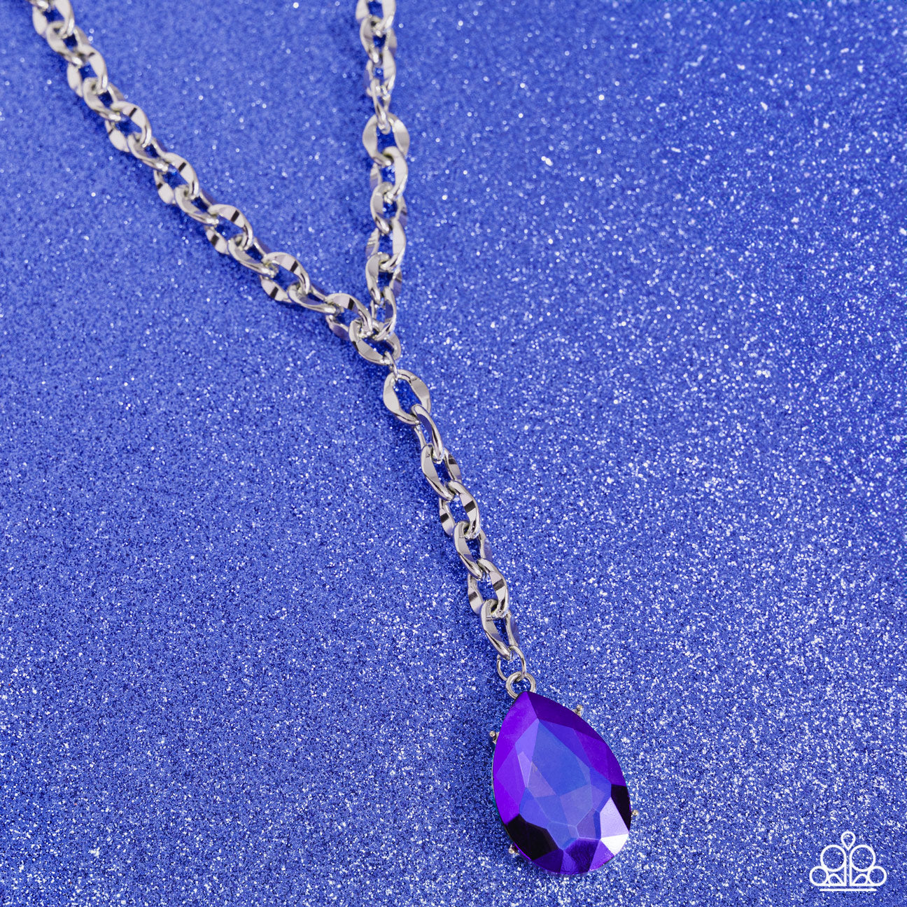 Benevolent Bling - Purple UV Shimmer Iridescent Gem Silver Y Short Necklace - Life of the Party