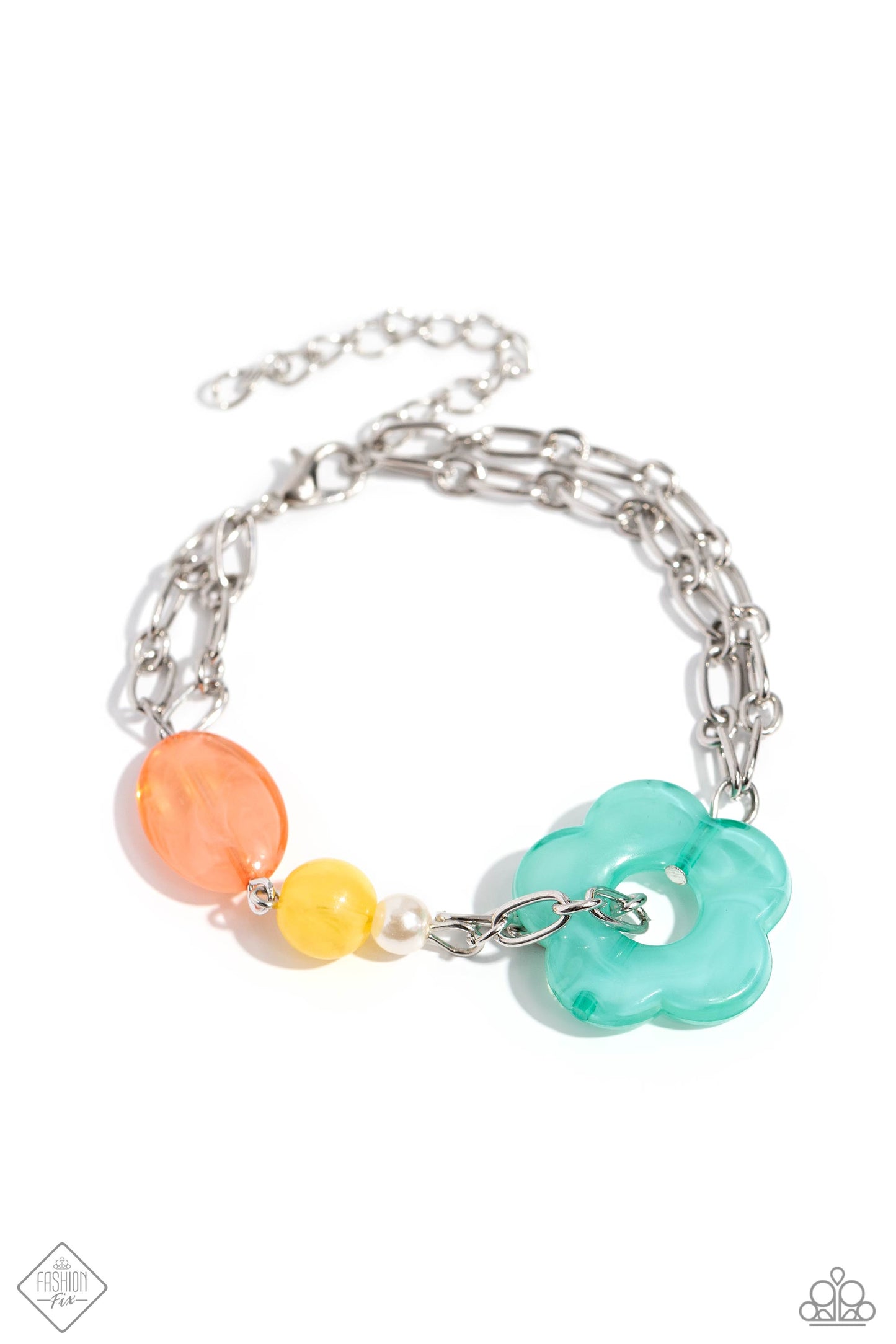 DAISY Afternoon - Multi Color Floral Bead Silver Clasp Bracelet - Fashion Fix