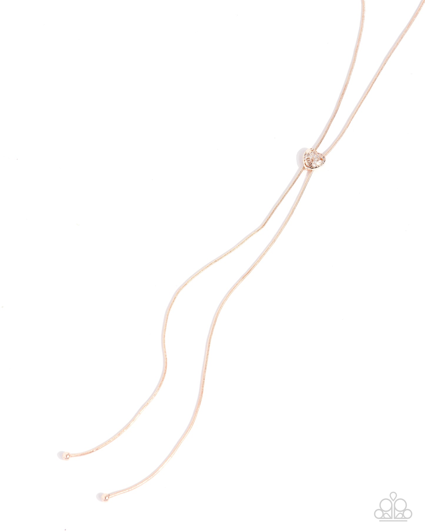 Raised Rose - Rose Gold Heart Slide Bolo Medium-Length Necklace