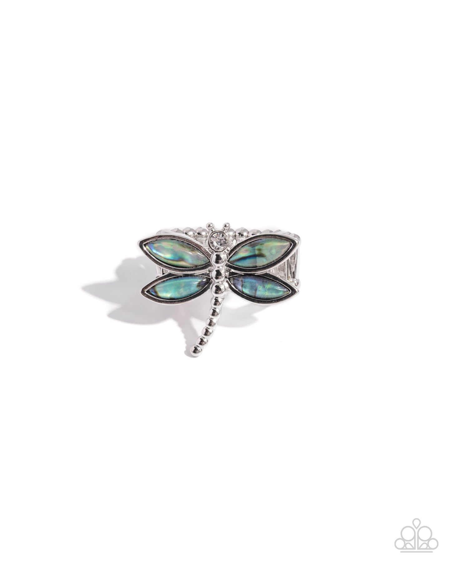 Dragonfly Dedication - Blue Bead Silver Ring
