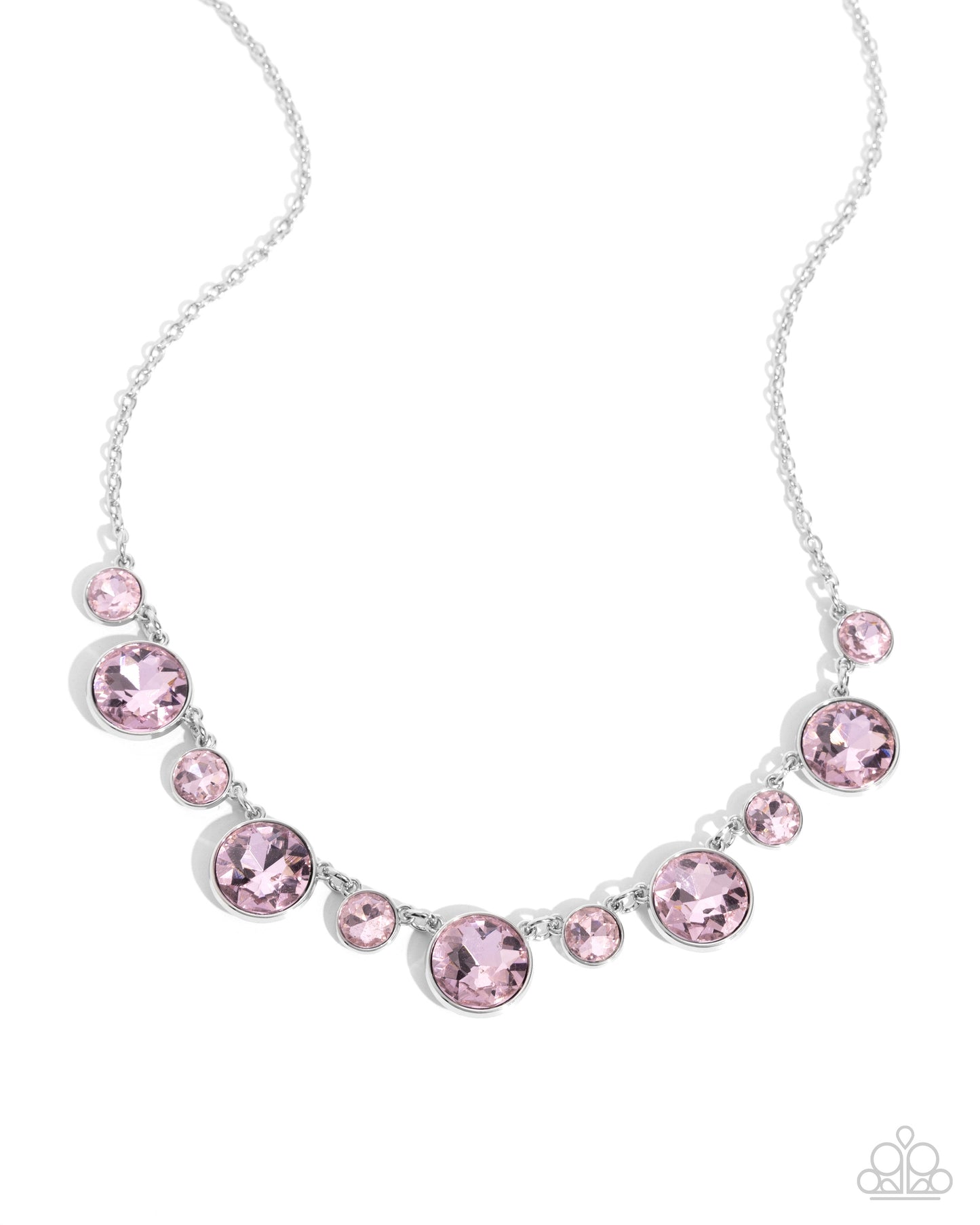 Genteel Gallery - Pink Gem Silver Short Necklace