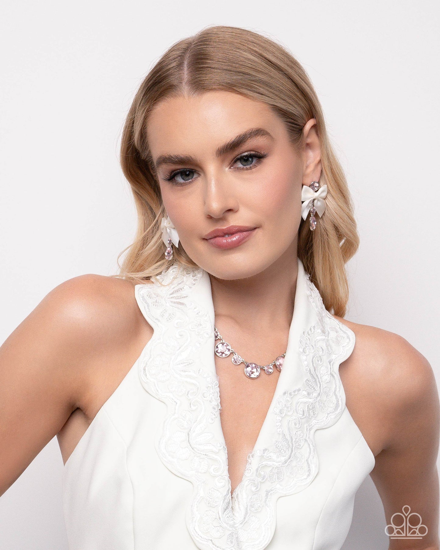 Genteel Gallery - Pink Gem Silver Short Necklace