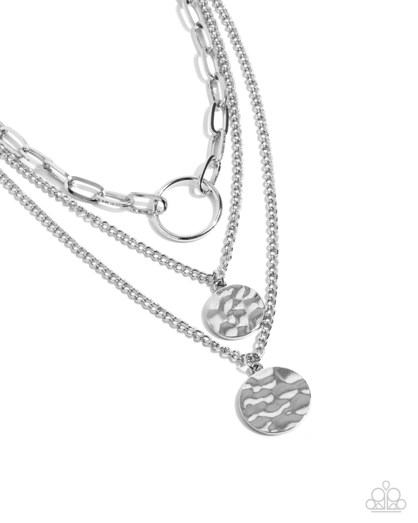 Hammered Halo - Silver Disc Layered Short Necklace