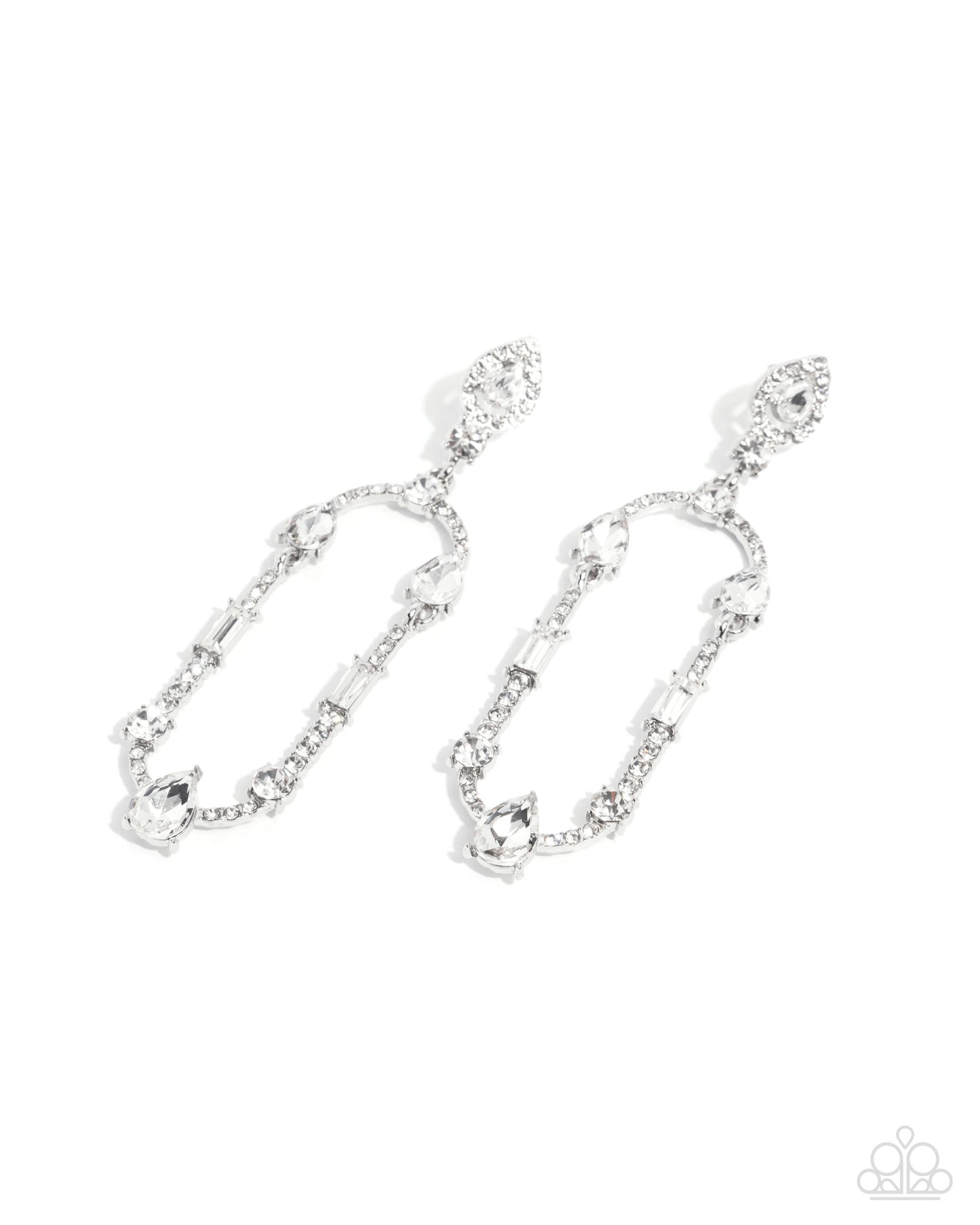 Hard to Forget - White Rhinestone Silver Post Earrings