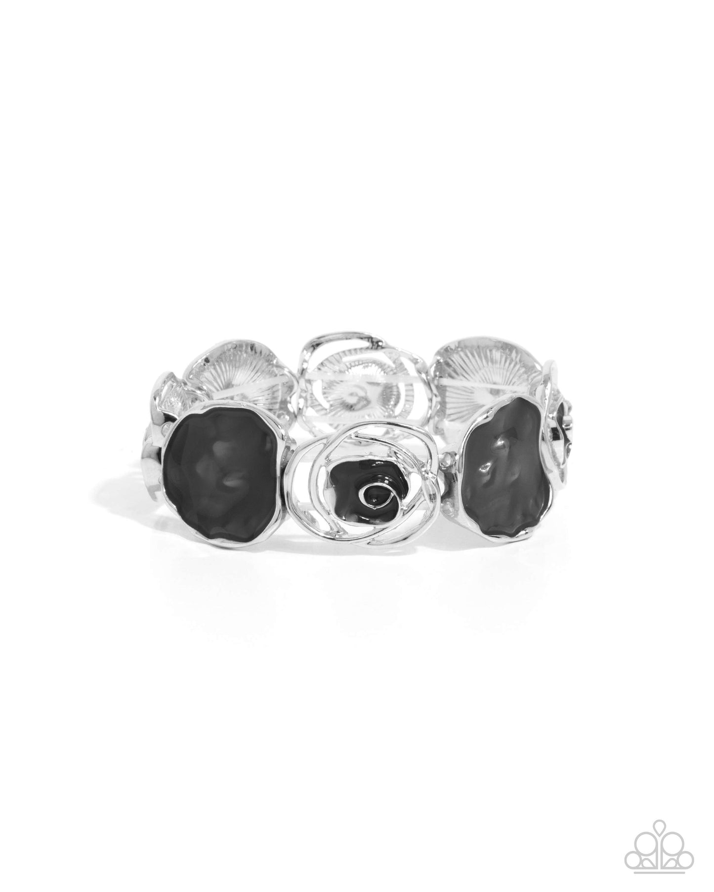 Rosy Rubato - Black Circle Silver Stretchy Bracelet