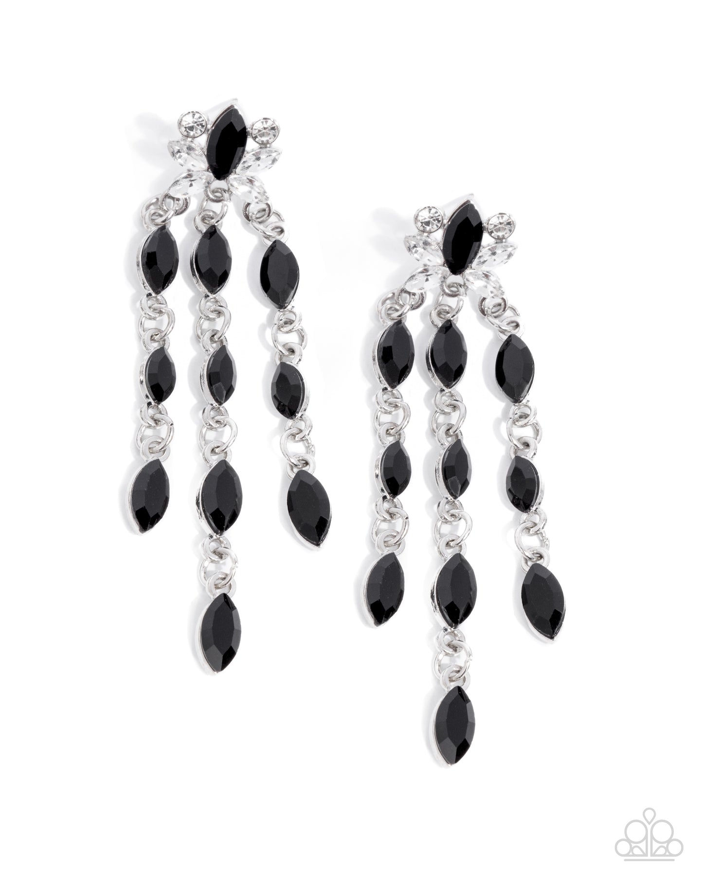 Lively Lure - Black Gem Silver Post Earrings