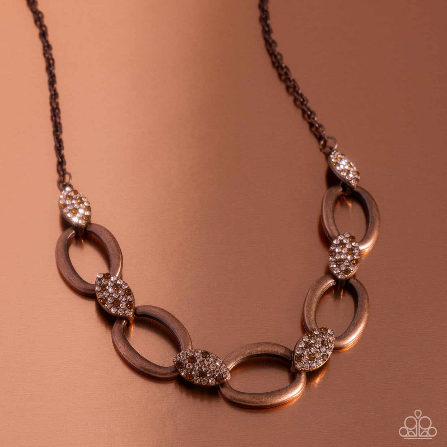 Radiant Restoration - Copper Topaz Rhinestone Short Necklace