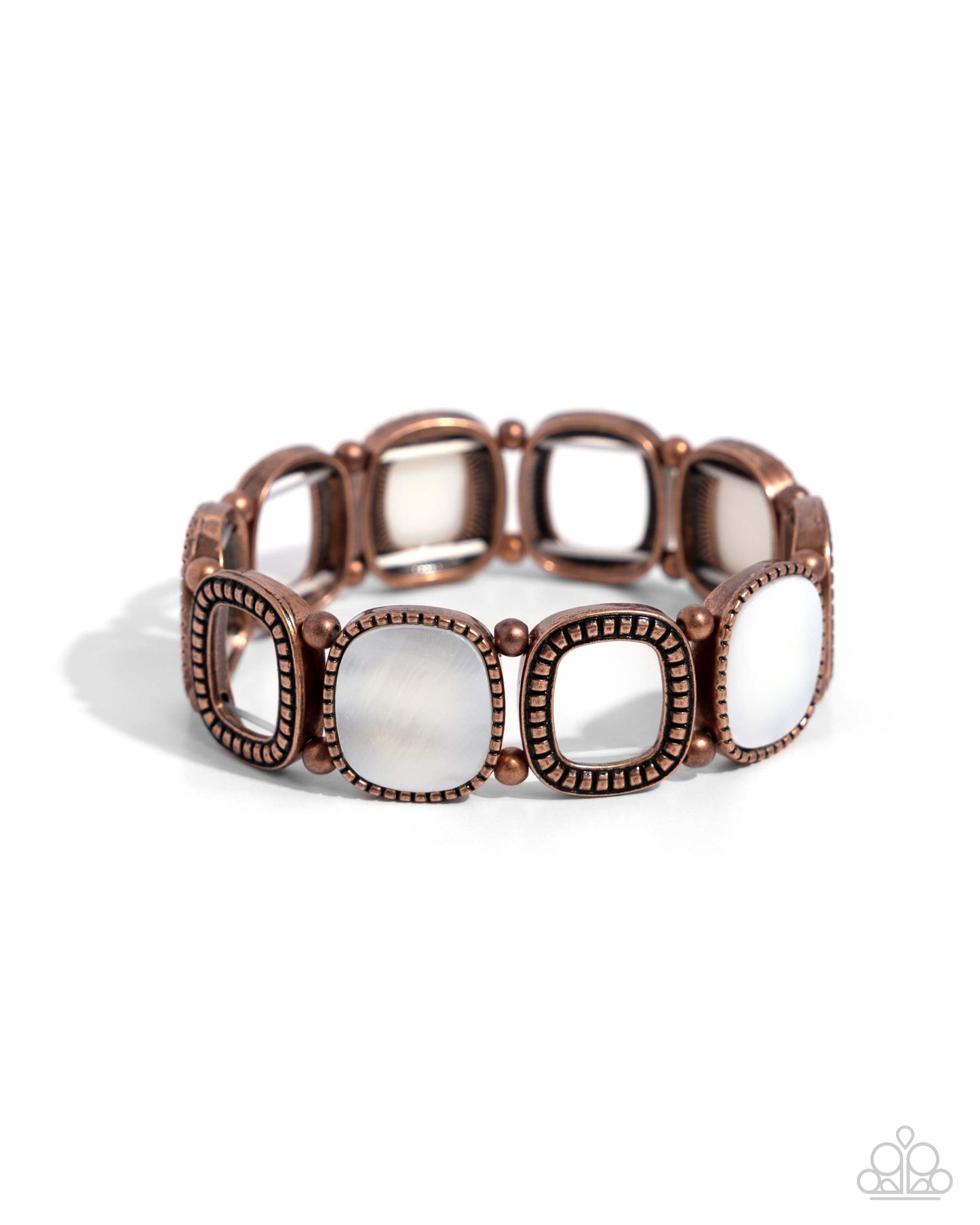 Socialite Shells - Copper White Shell Stretchy Bracelet