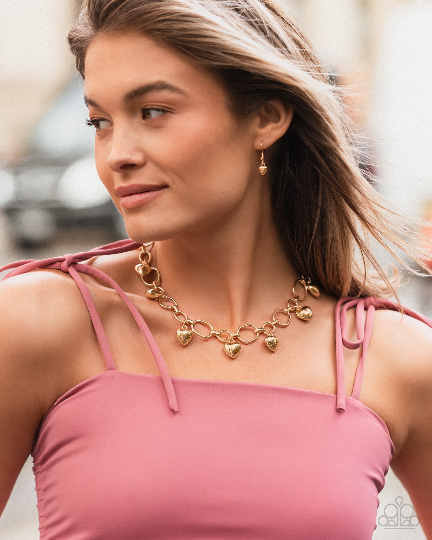 Hey Lover - Gold Heart Short Necklace