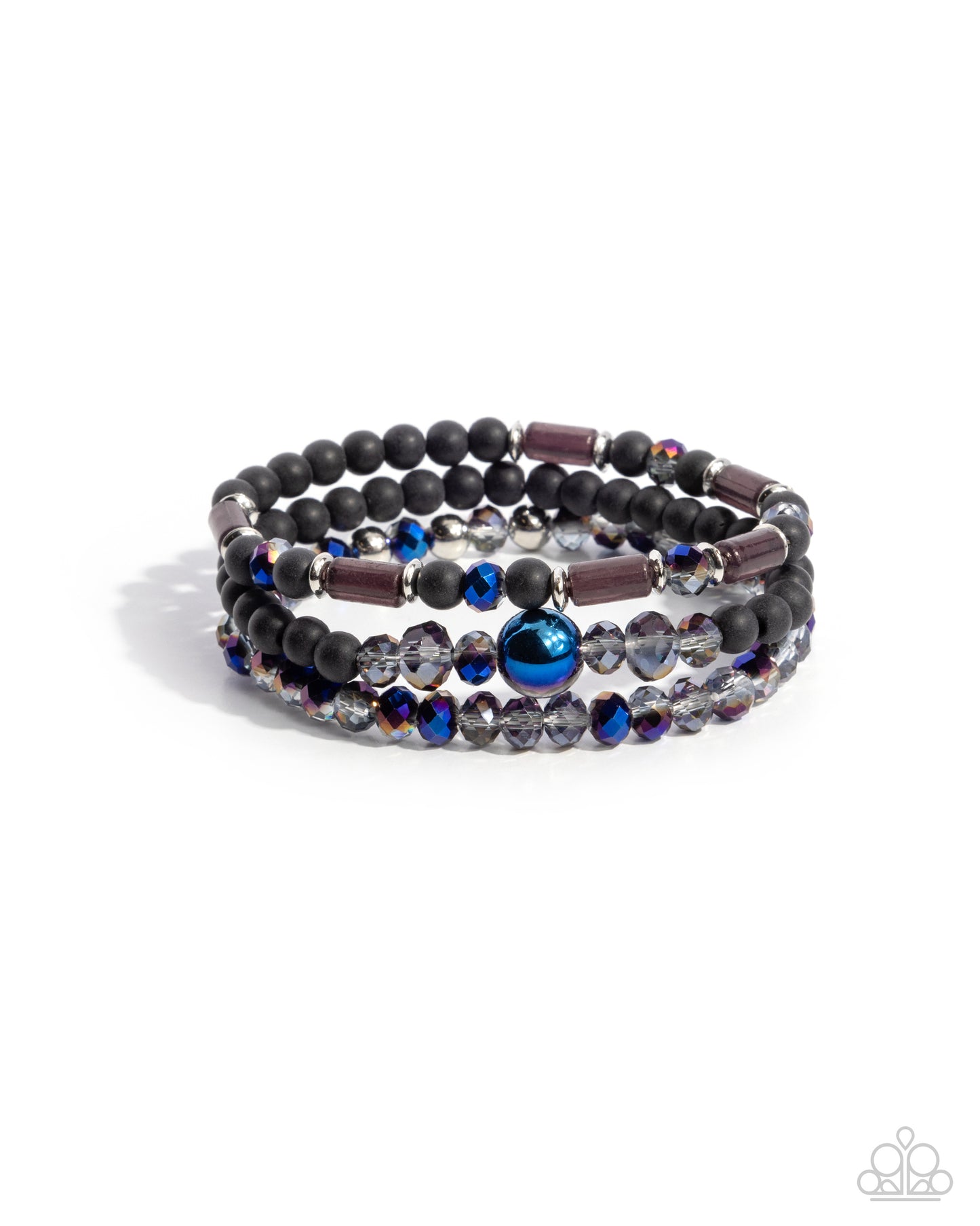 Dreamy Dance - Black Gunmetal Oil Spill Bead Stretchy Bracelet - Life of the Party
