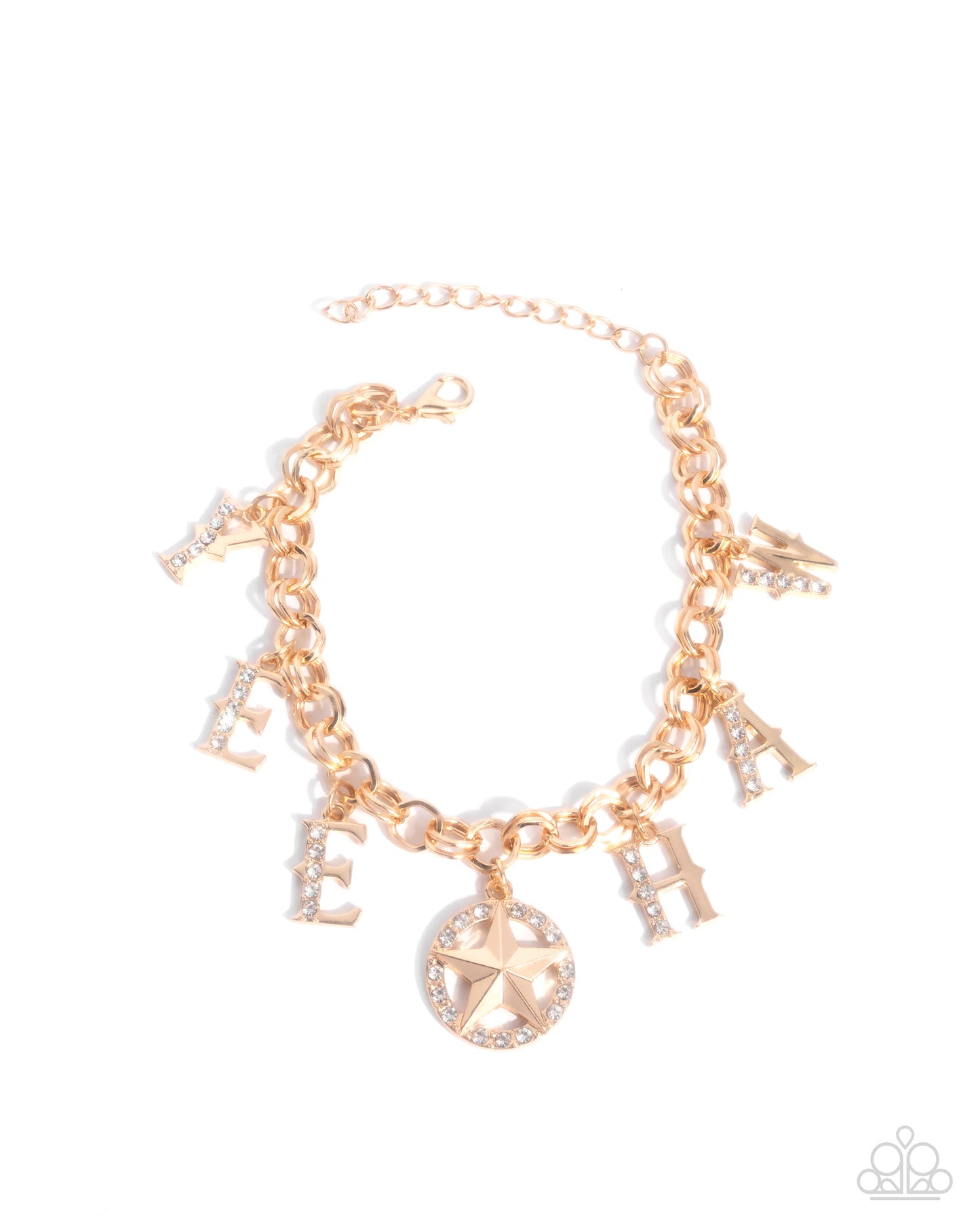 Yeehaw Yell - Gold Rhinestone Star Western Clasp Bracelet