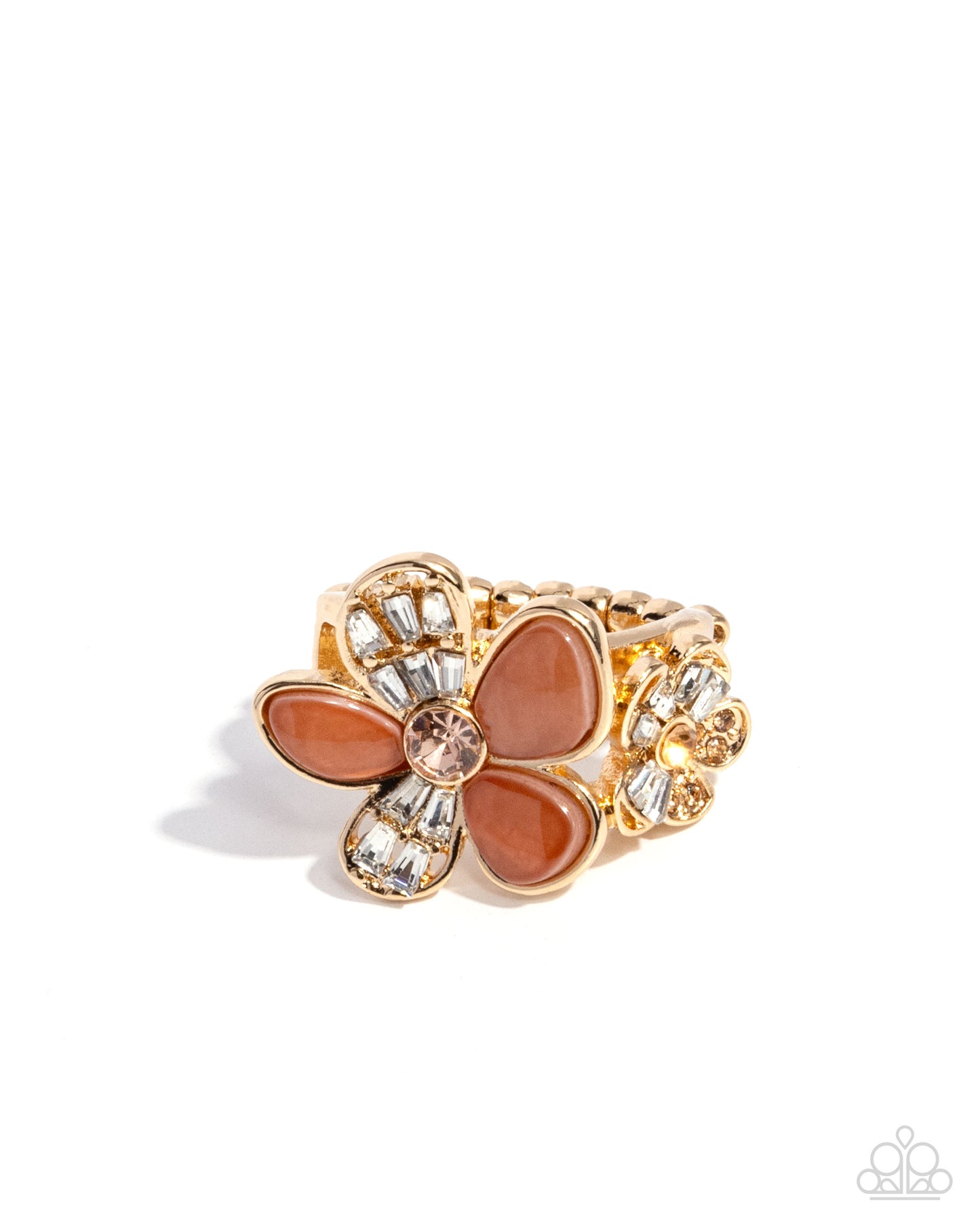 A Dizzy SHELL - Brown and Gold Flower Ring