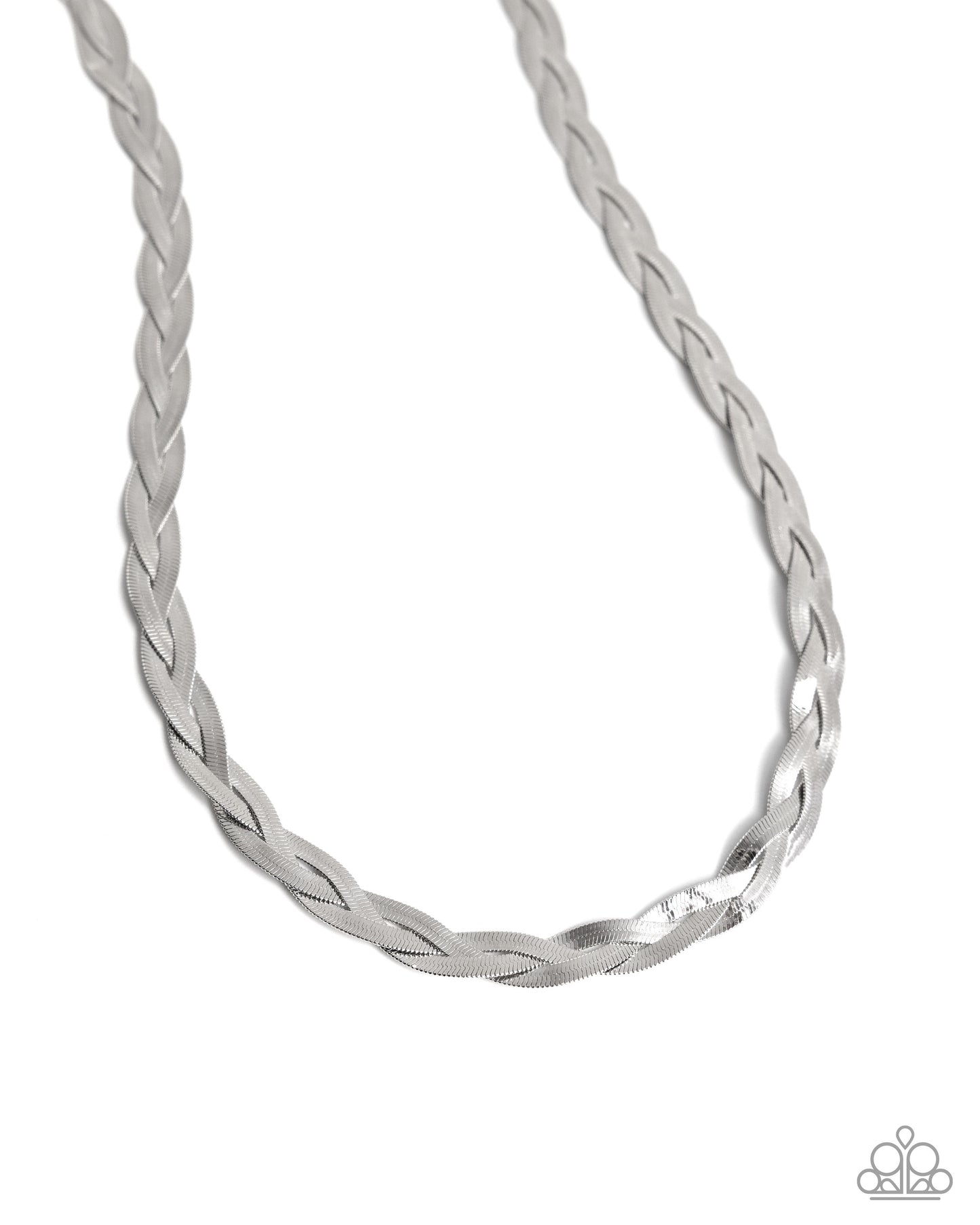 Bewildering Braid - Silver Twisted Snake Chain Short Necklace - Life of the Party