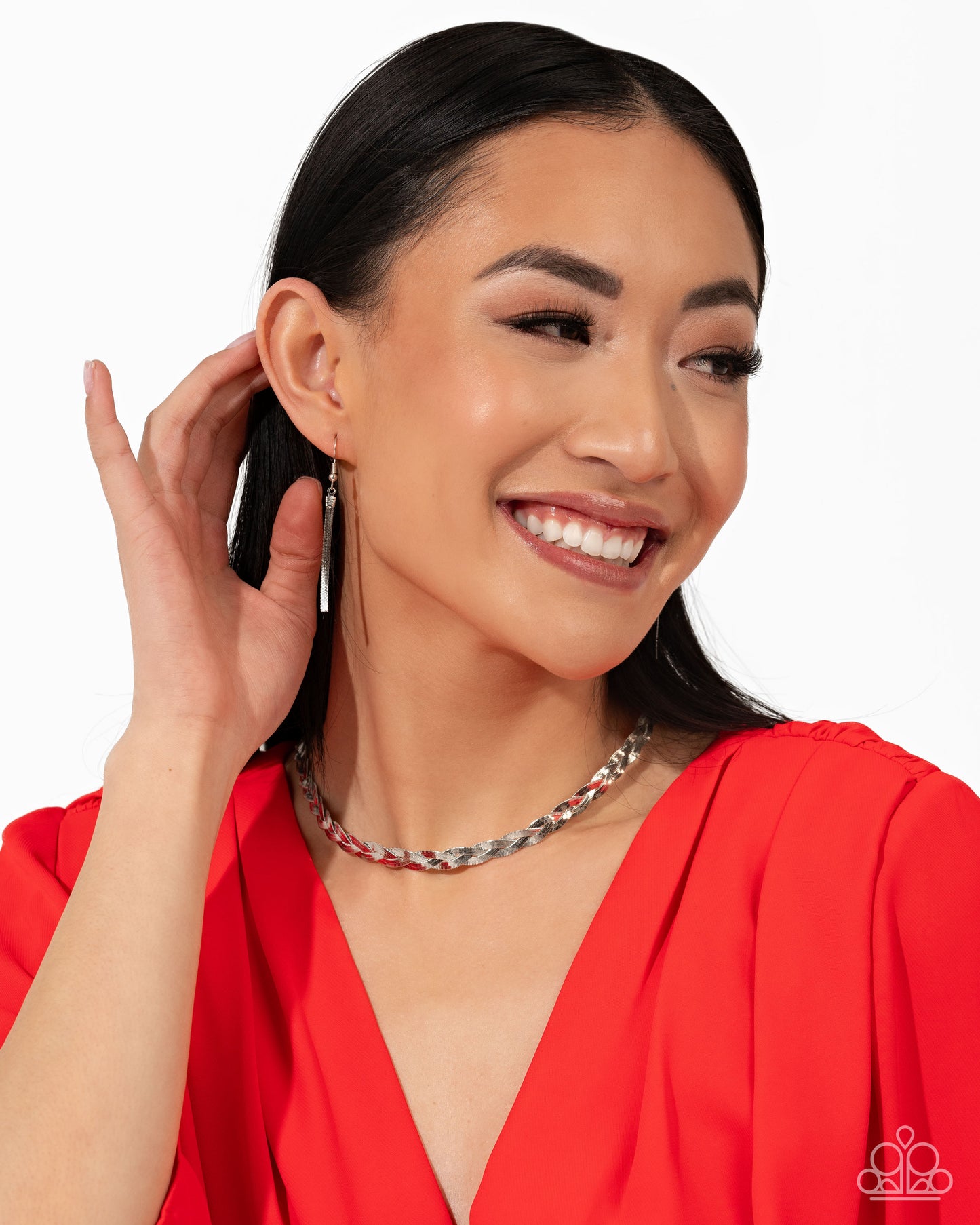 Bewildering Braid - Silver Twisted Snake Chain Short Necklace - Life of the Party
