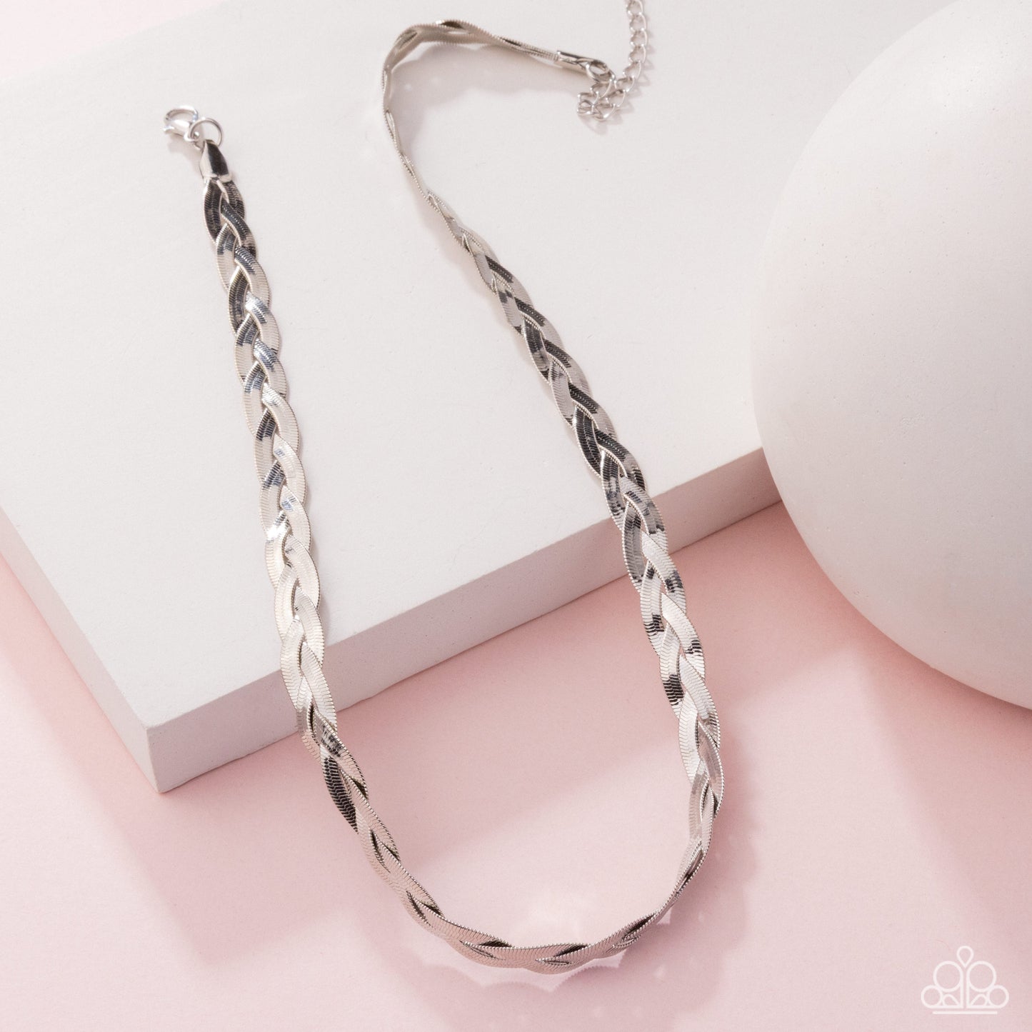 Bewildering Braid - Silver Twisted Snake Chain Short Necklace - Life of the Party