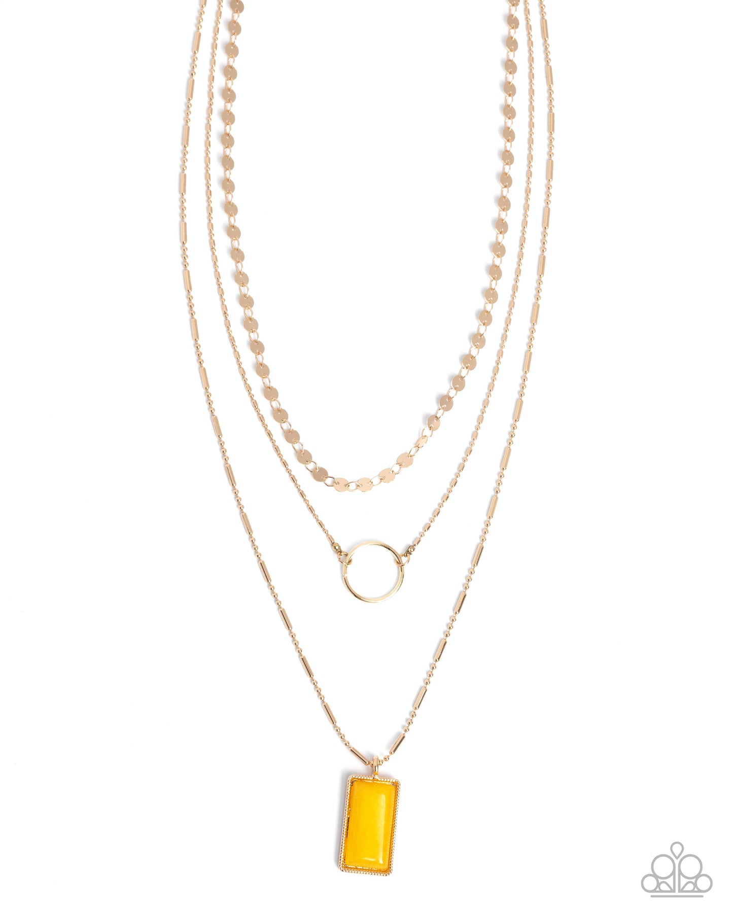 Layered Lyric - Yellow Stone Gold Layered Short Necklace