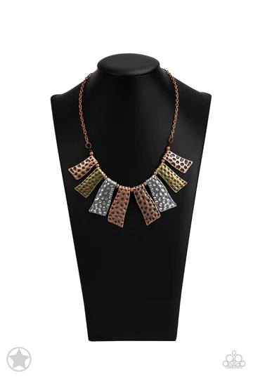 A Fan of the Tribe - Copper Brass Silver Mixed Metal Short Necklace - Blockbuster