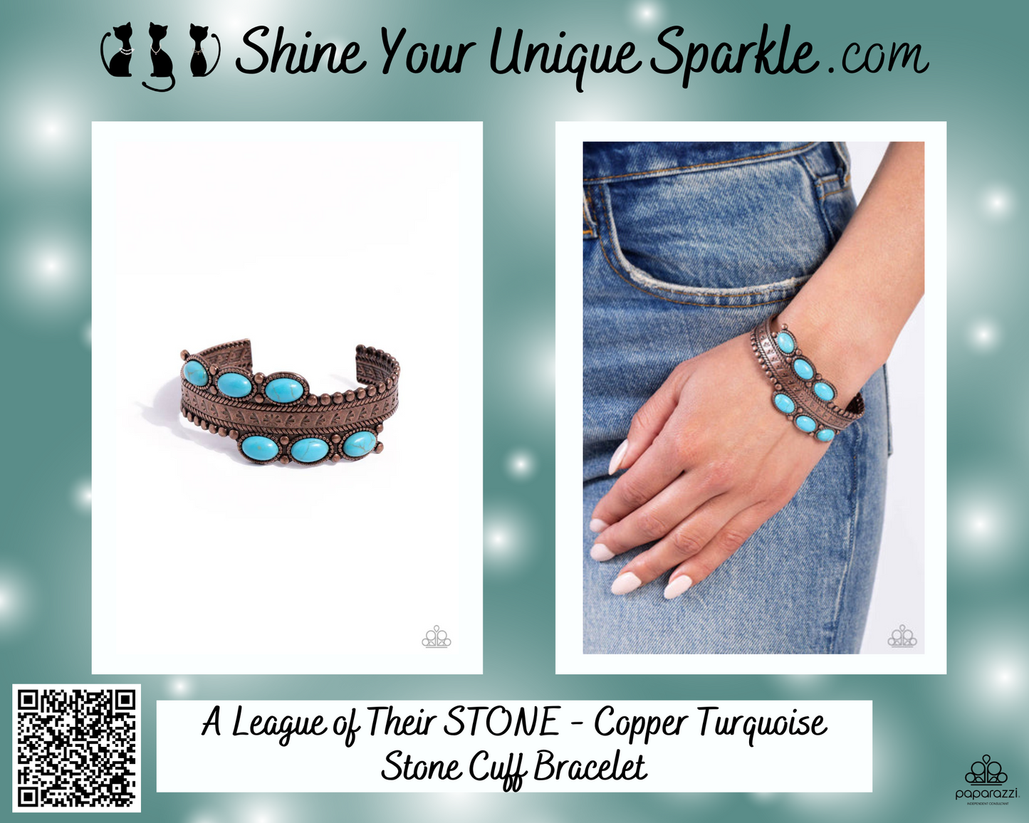 A League of Their STONE - Copper Turquoise Stone Cuff Bracelet