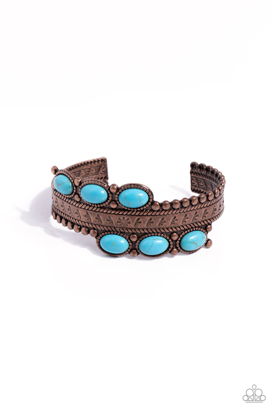 A League of Their STONE - Copper Turquoise Stone Cuff Bracelet