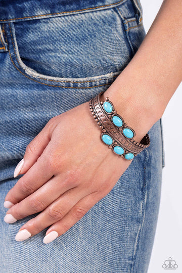 A League of Their STONE - Copper Turquoise Stone Cuff Bracelet