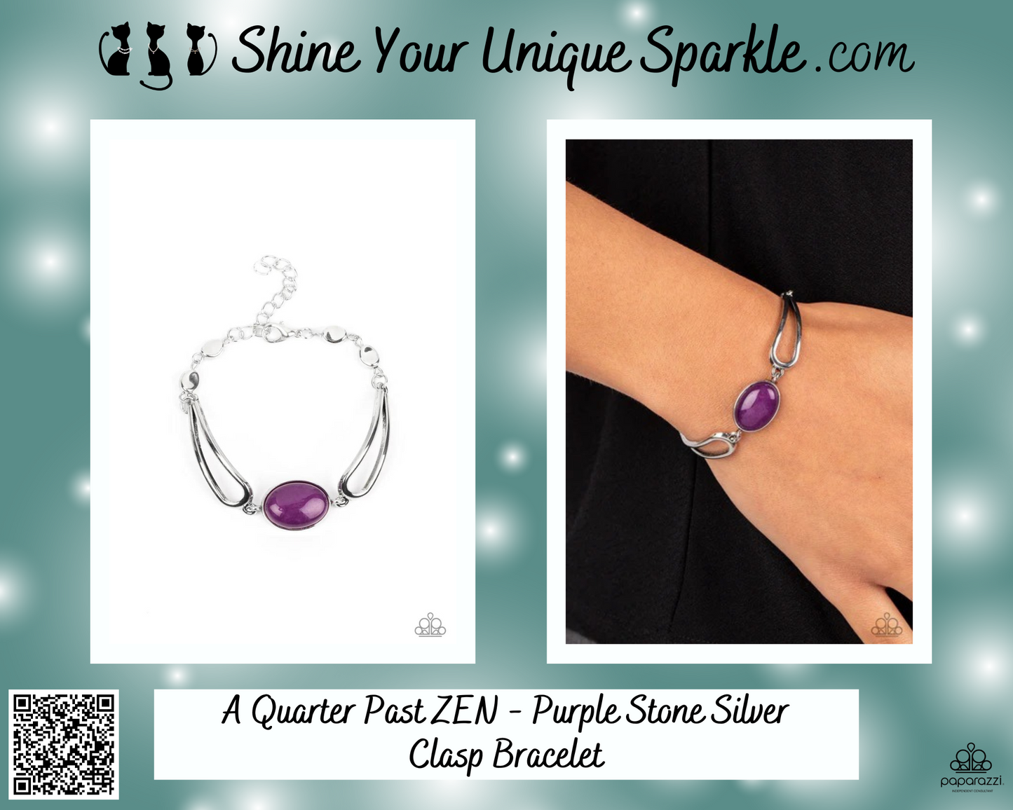 A Quarter Past ZEN - Purple Stone Silver Bracelet