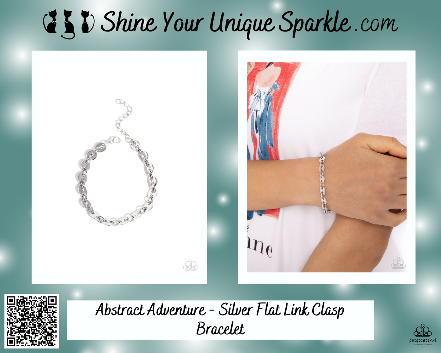 Abstract Adventure - Silver Flat Link Clasp Bracelet