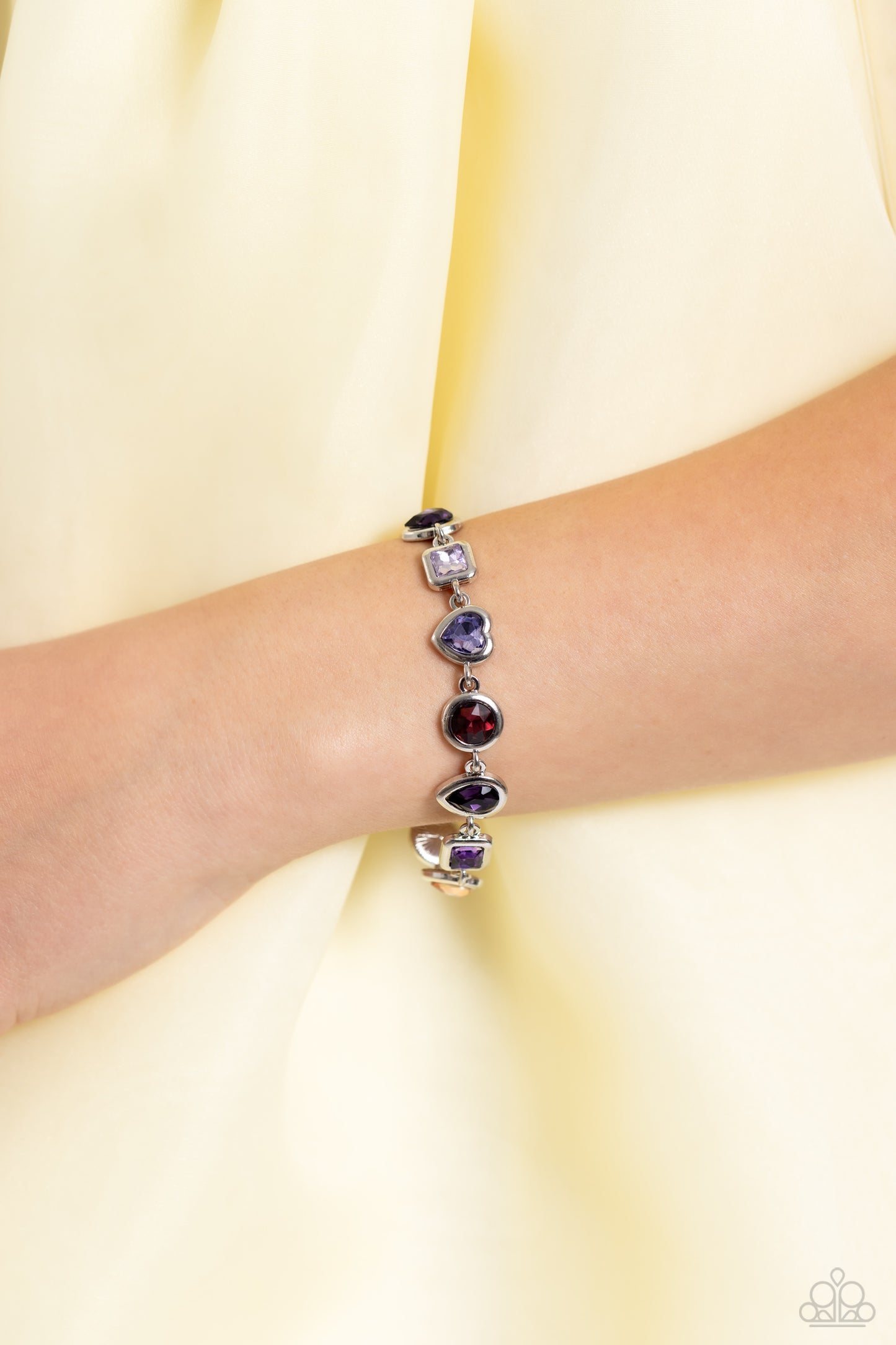 PERFECT MATCH / SET: Abstract Admirer - Purple Gem Silver Choker Necklace AND Actively Abstract - Purple Gem Silver Clasp Bracelet