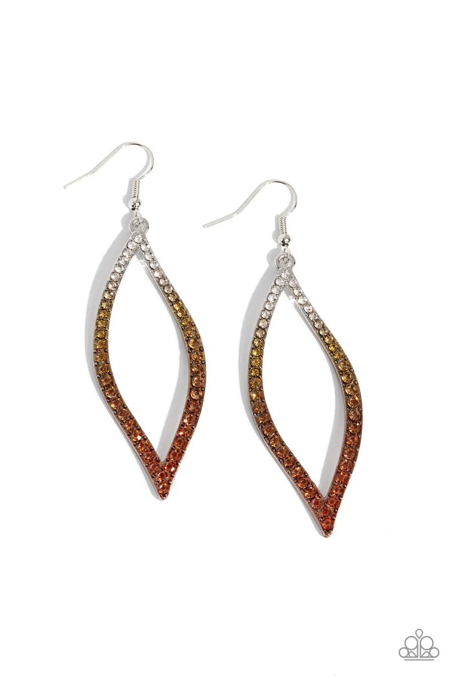 Admirable Asymmetry - Multi Ombre Rhinestone Silver Fishhook Earrings