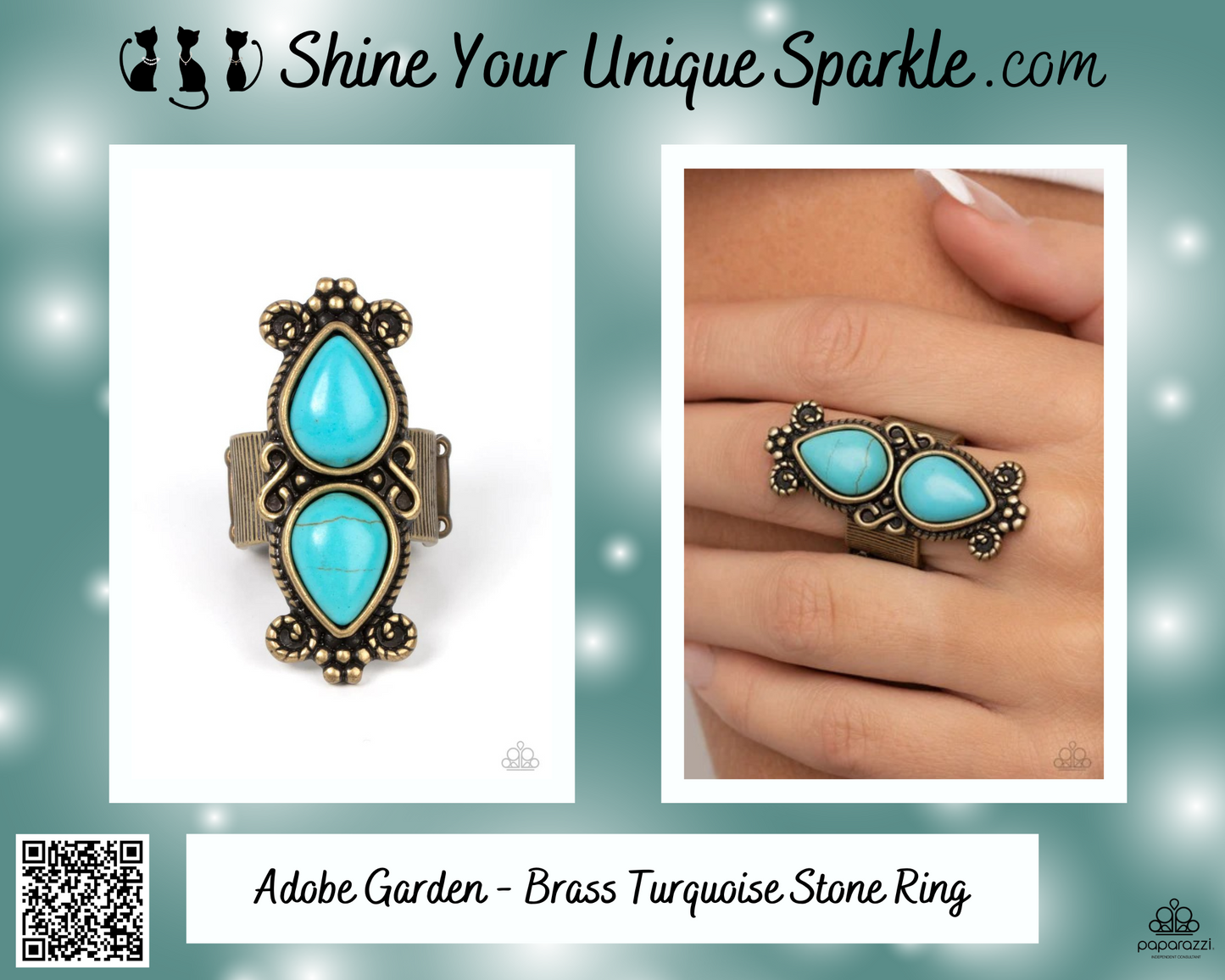 Adobe Garden - Brass Turquoise Stone Ring