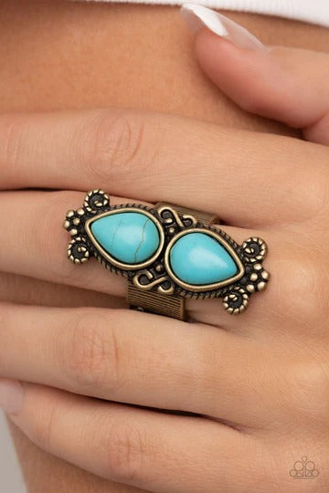 Adobe Garden - Brass Turquoise Stone Ring