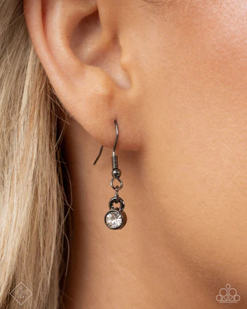 Adorably Assertive - Black Gunmetal White Gem Short Necklace - Fashion Fix
