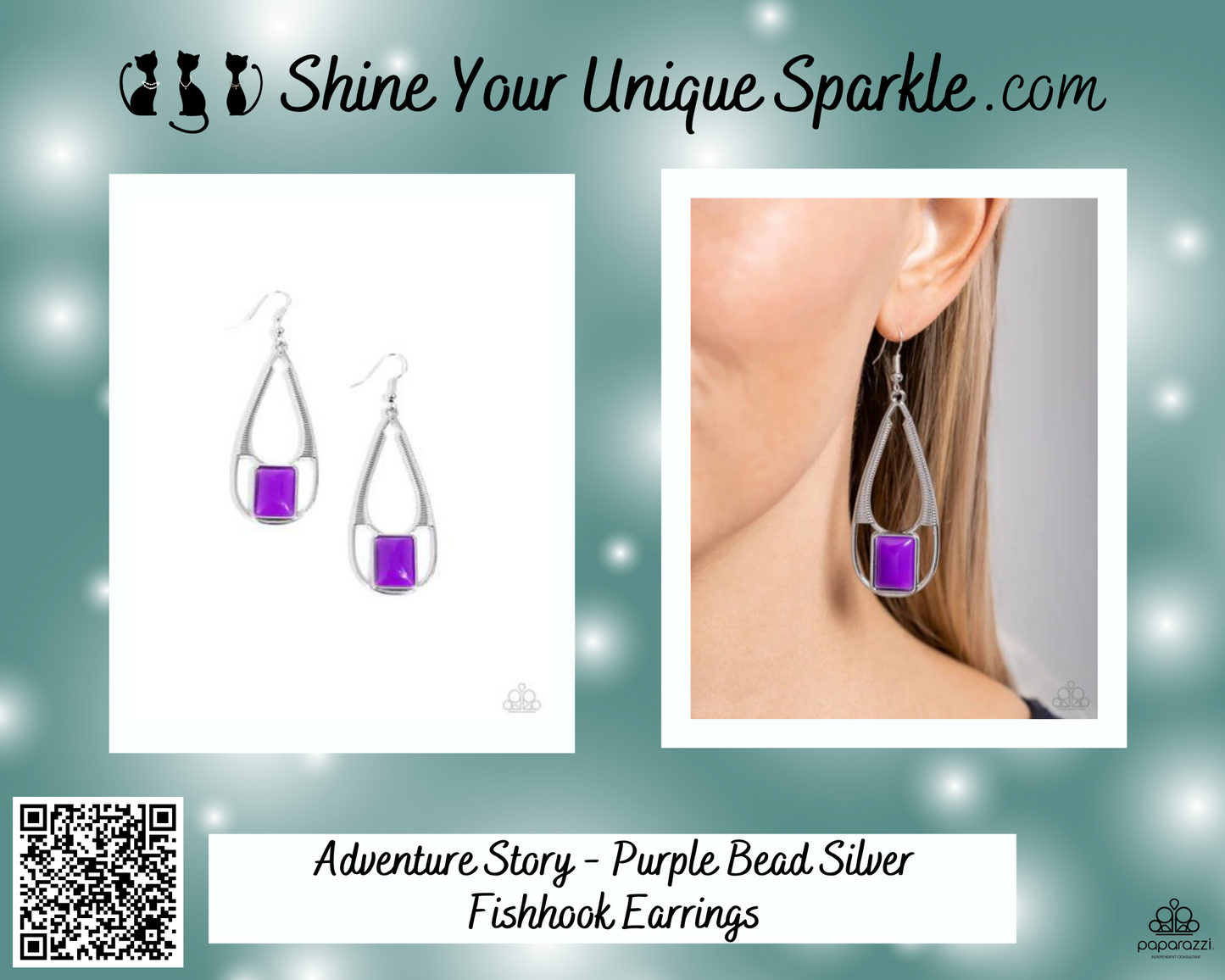 Adventure Story - Purple Bead Silver Fishhook Earrings