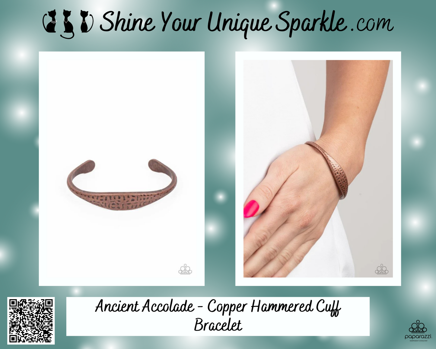 Ancient Accolade - Copper Hammered Cuff Bracelet
