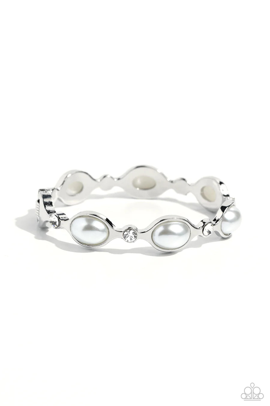 Are You Gonna Be My PEARL? - White Pearl Silver Hinged Bracelet