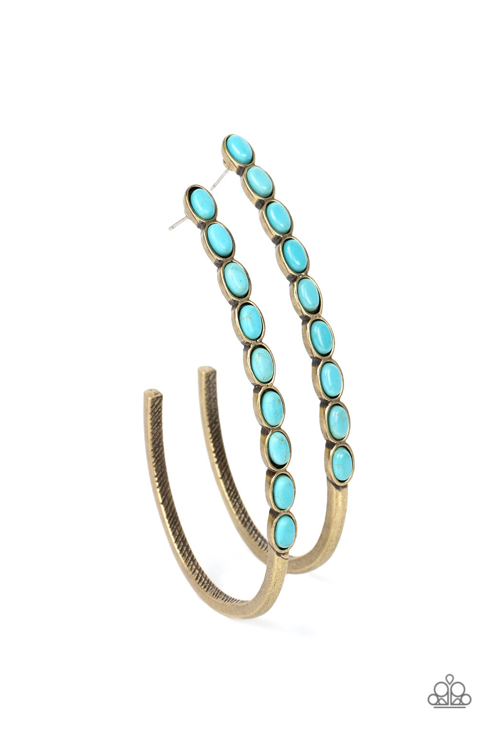 Artisan Soul - Brass and Turquoise J Hoop Earrings