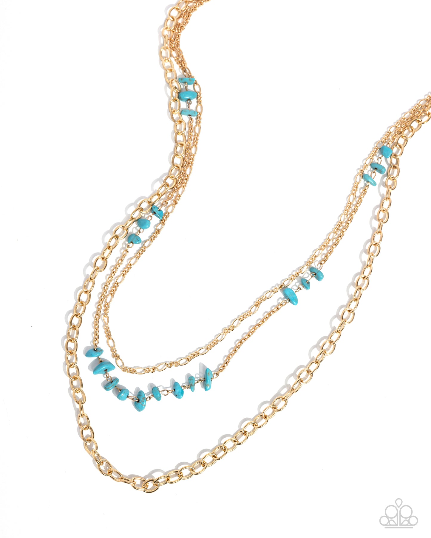 Artisanal Abundance - Gold Chain Turquoise Stone Long Necklace
