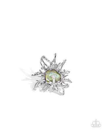 Artistic Movement - Green UV Bead Silver Sunburst Ring - 2024 Convention Exclusive