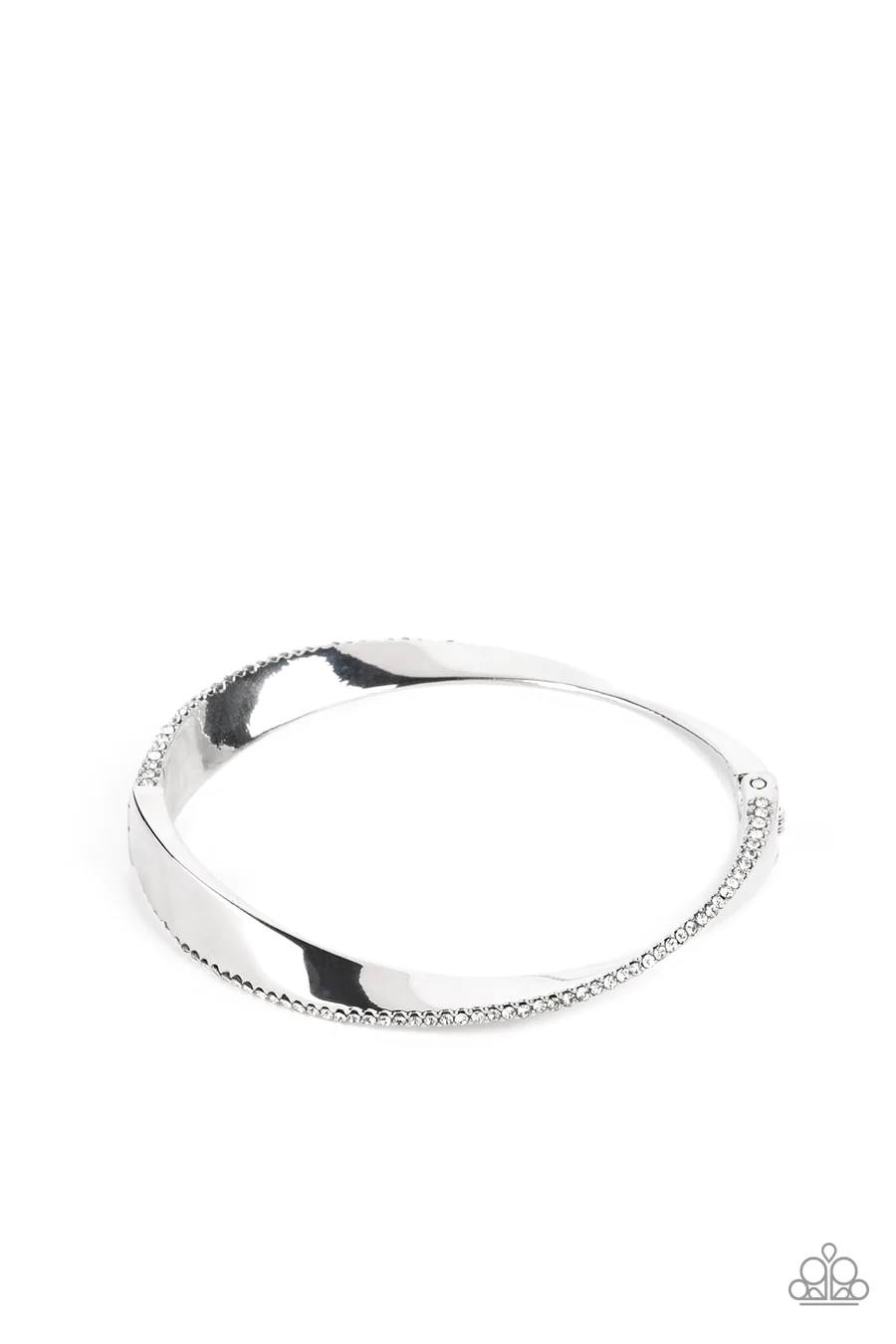 PERFECT MATCH / SET: Encrusted Elegance - Multi Rhinestone Circle Pendant Silver Medium Necklace AND Artistically Adorned - Rhinestone Silver Hinged Bracelet