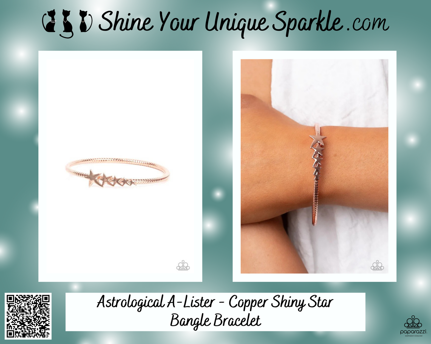 Astrological A-Lister - Copper Shiny Star Bangle Bracelet