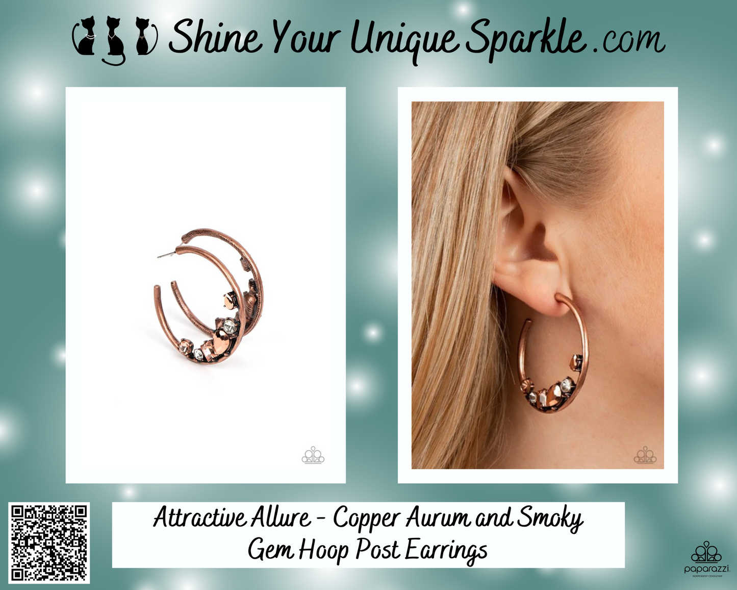 Attractive Allure - Copper Aurum and Smoky Gem Hoop Post Earrings