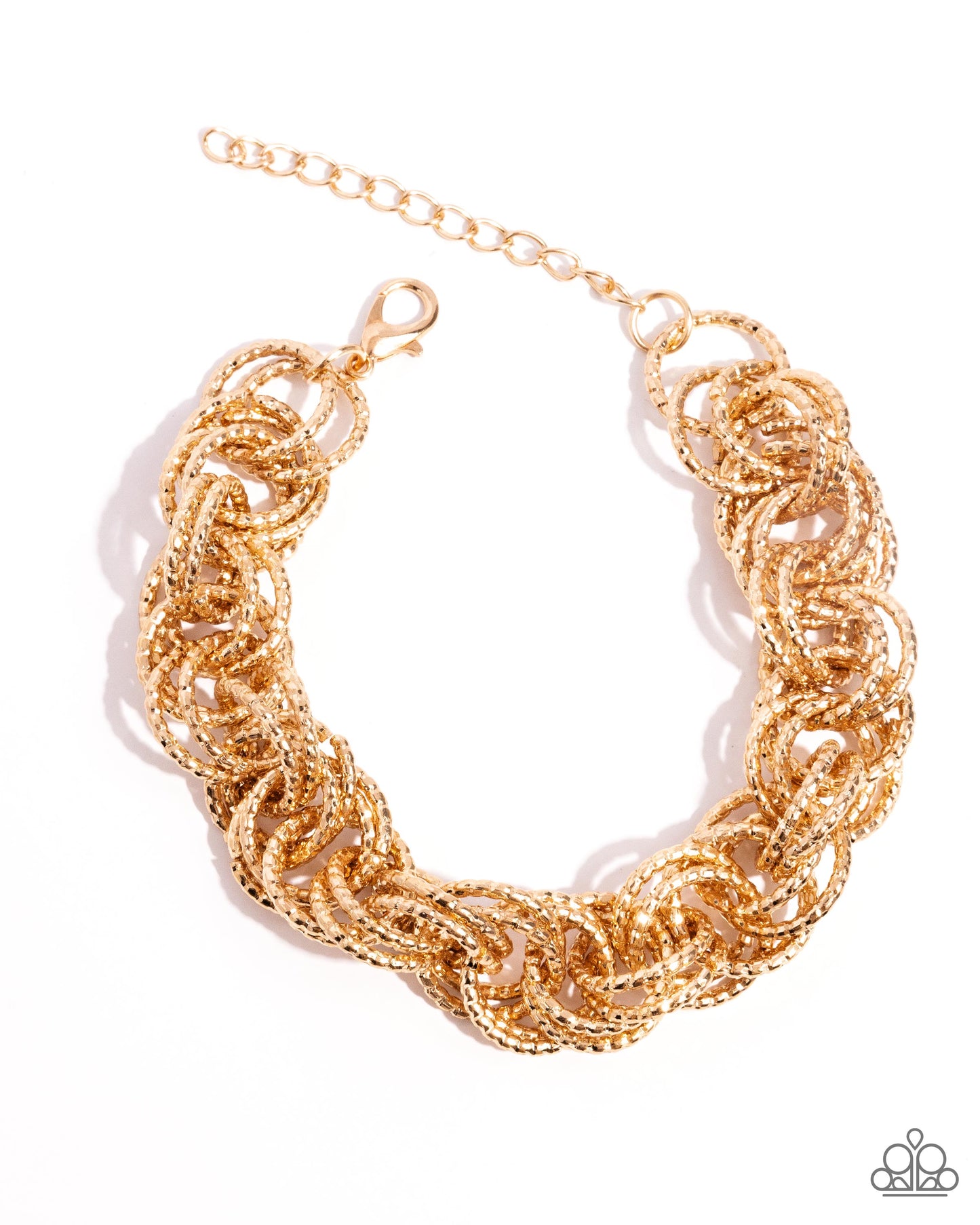 Audible Shimmer - Gold Textured Circle Clasp Bracelet